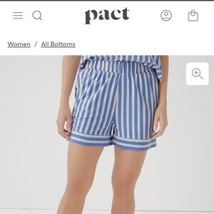 Pact Women's Hideaway Stripe Wedgewood Staycation Sleep Short S
